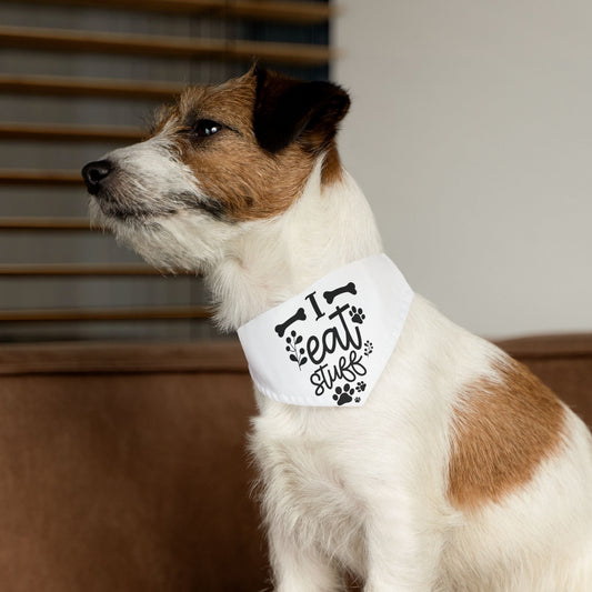 Pet Bandana Collar “I Eat Stuff” | Funny Dog Accessory & Cute Puppy Gift
