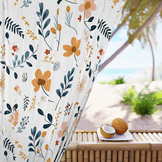 Floral Print Window Curtain | Boho Drapes for Living Room & Cozy Bedroom Decor