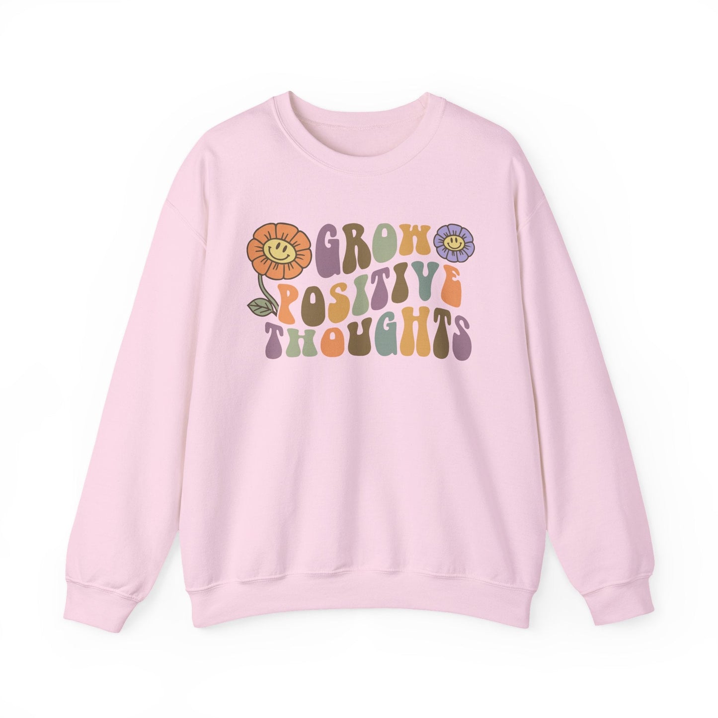 Positive Vibes Crewneck Sweatshirt - Motivational Gift, Relaxed Style, Floral Art Design