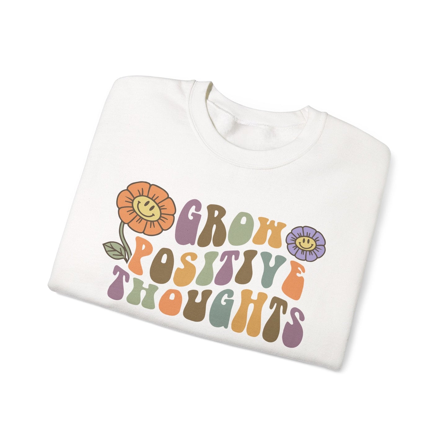 Positive Vibes Crewneck Sweatshirt - Motivational Gift, Relaxed Style, Floral Art Design