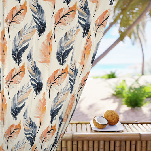 Botanical Leaf Print Window Curtain - Boho Home Decor, Living Room Treatment, Privacy Drapes, Seasonal Decor, Light Filtering