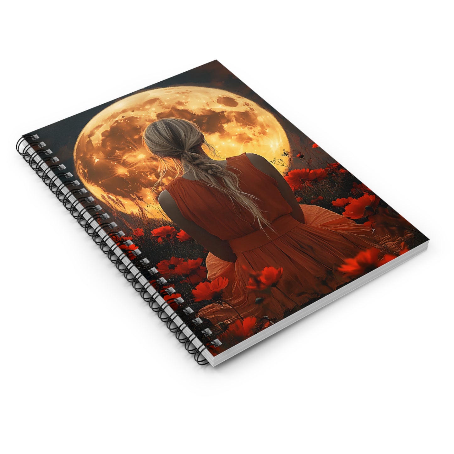 Moonlit Floral Spiral Notebook - Inspiring Journal for Dreamers, Gift for Students, Art Lovers & Nature Enthusiasts, Writing & Sketching