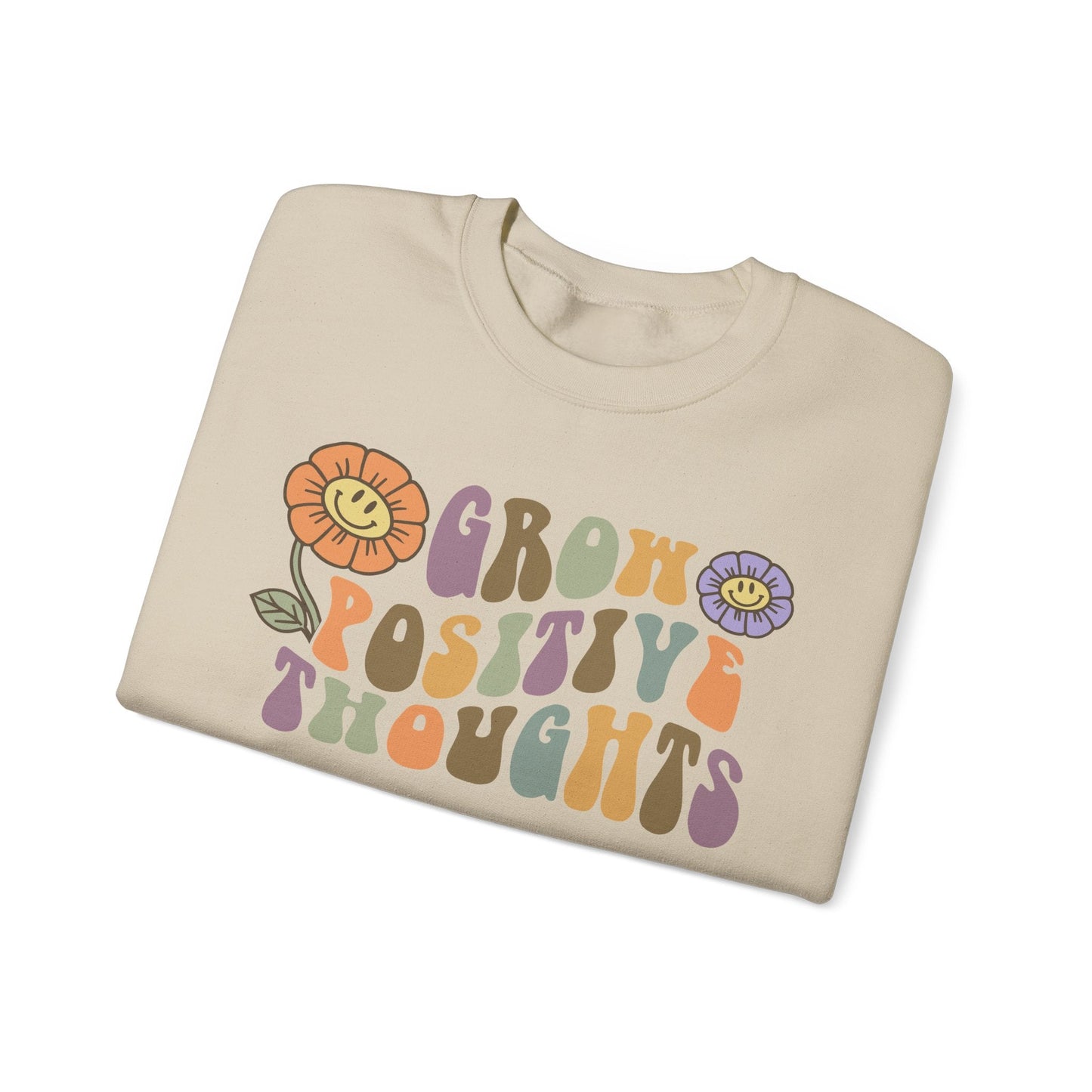 Positive Vibes Crewneck Sweatshirt - Motivational Gift, Relaxed Style, Floral Art Design