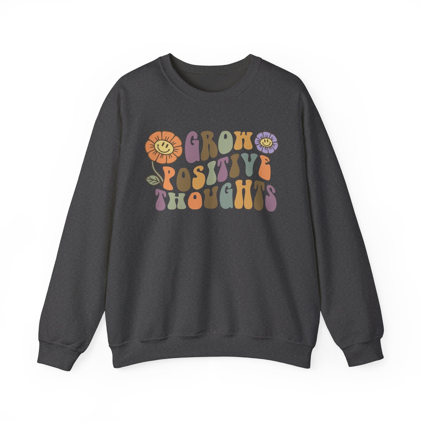 Positive Vibes Crewneck Sweatshirt - Motivational Gift, Relaxed Style, Floral Art Design