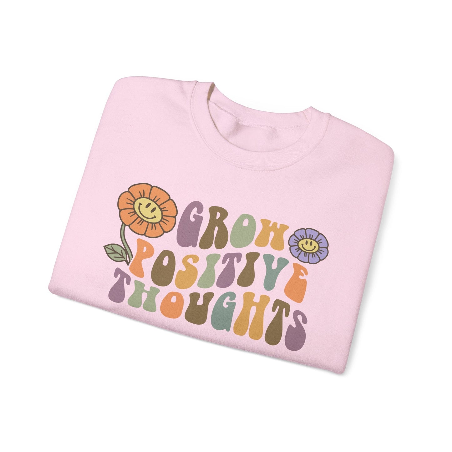 Positive Vibes Crewneck Sweatshirt - Motivational Gift, Relaxed Style, Floral Art Design
