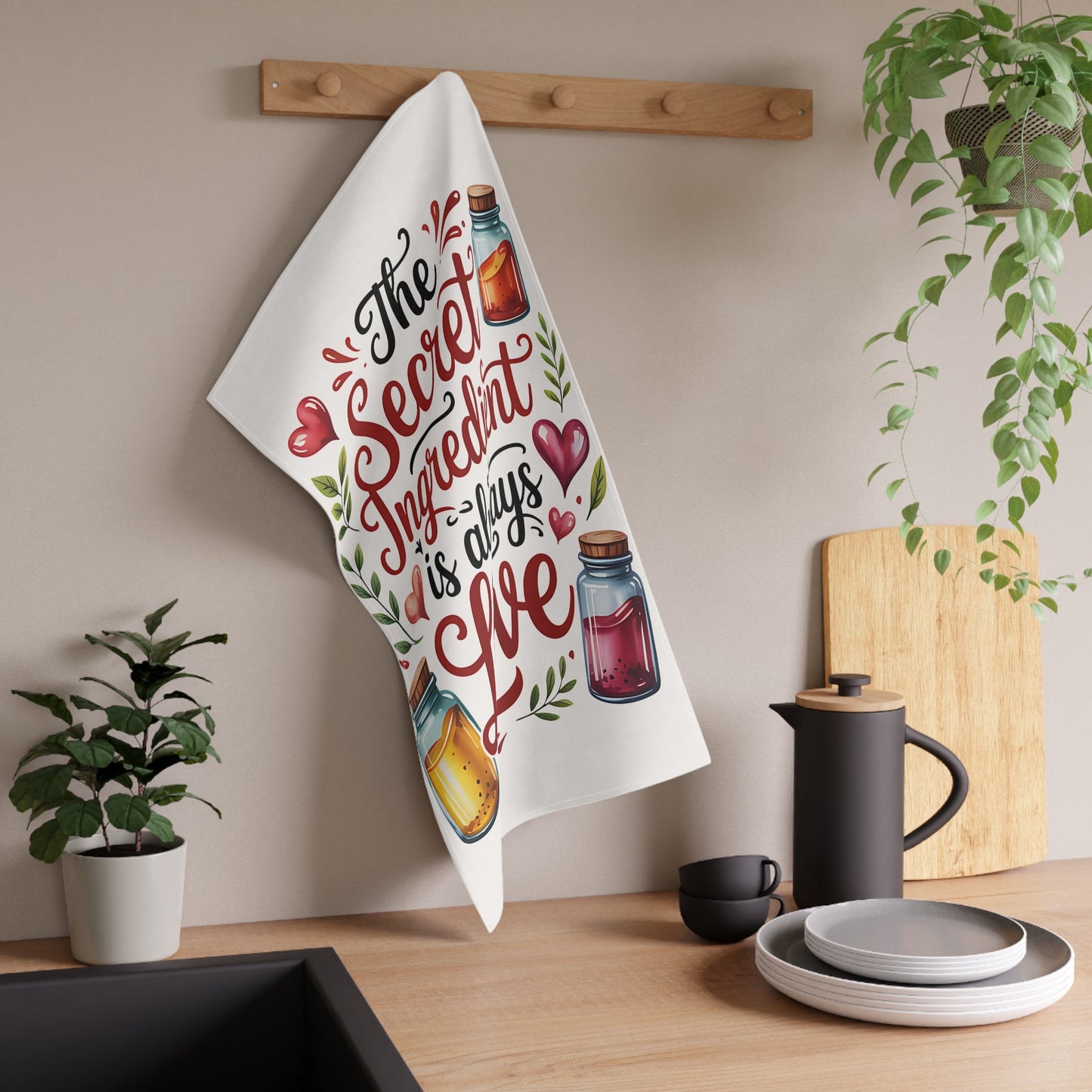 Charming Love-Themed Tea Towels | Heartwarming Kitchen Decor & Gift for Foodies