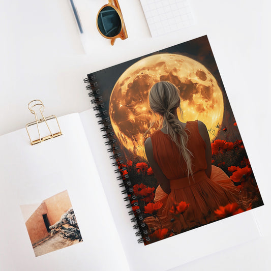 Moonlit Floral Spiral Notebook - Inspiring Journal for Dreamers, Gift for Students, Art Lovers & Nature Enthusiasts, Writing & Sketching