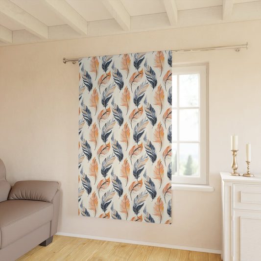 Botanical Leaf Print Window Curtain - Boho Home Decor, Living Room Treatment, Privacy Drapes, Seasonal Decor, Light Filtering
