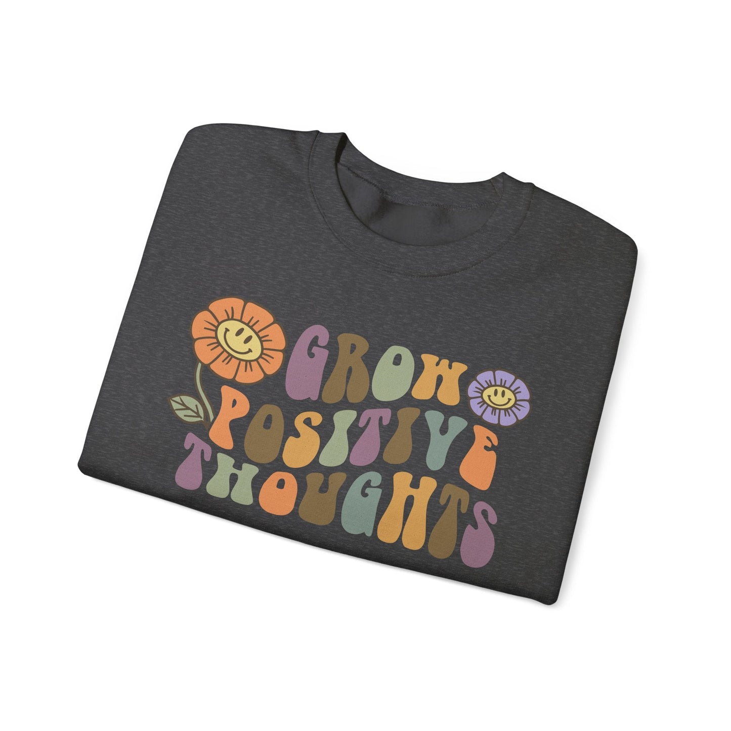 Positive Vibes Crewneck Sweatshirt - Motivational Gift, Relaxed Style, Floral Art Design
