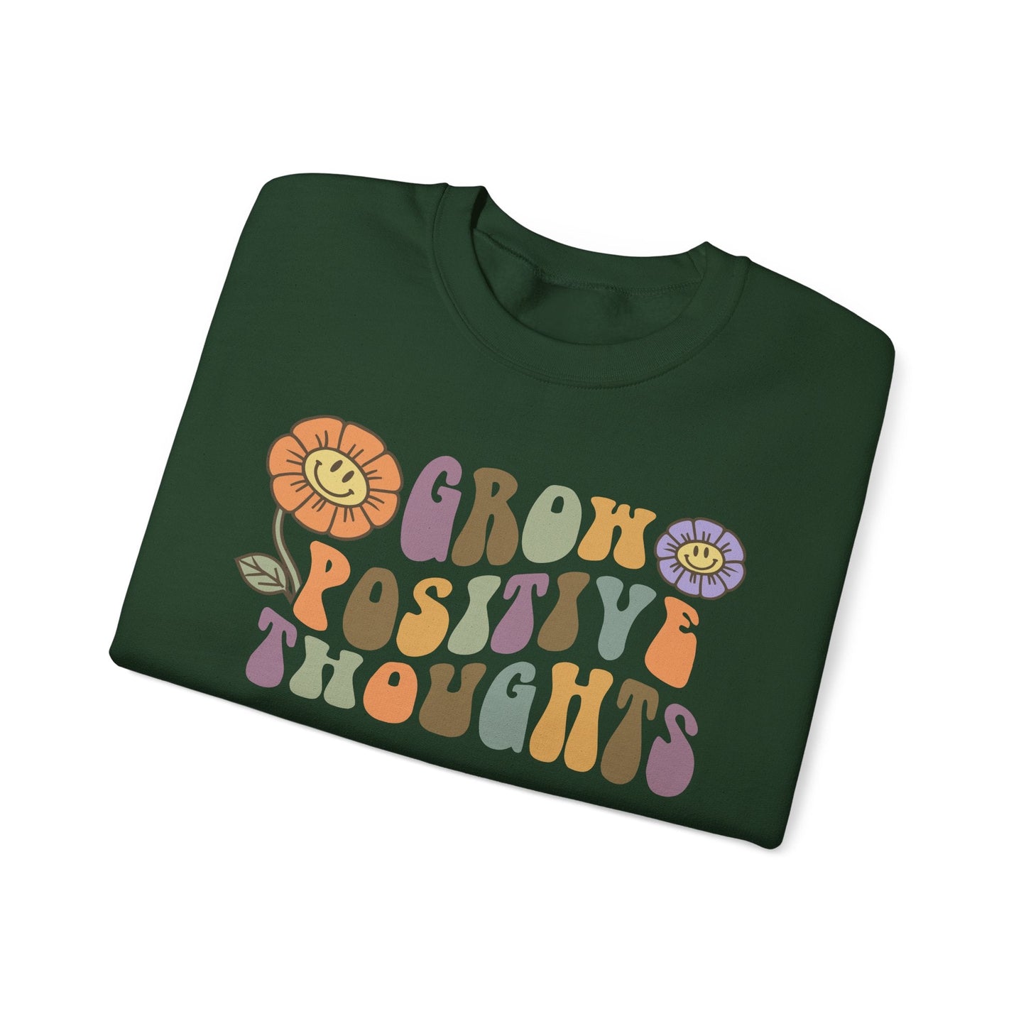 Positive Vibes Crewneck Sweatshirt - Motivational Gift, Relaxed Style, Floral Art Design