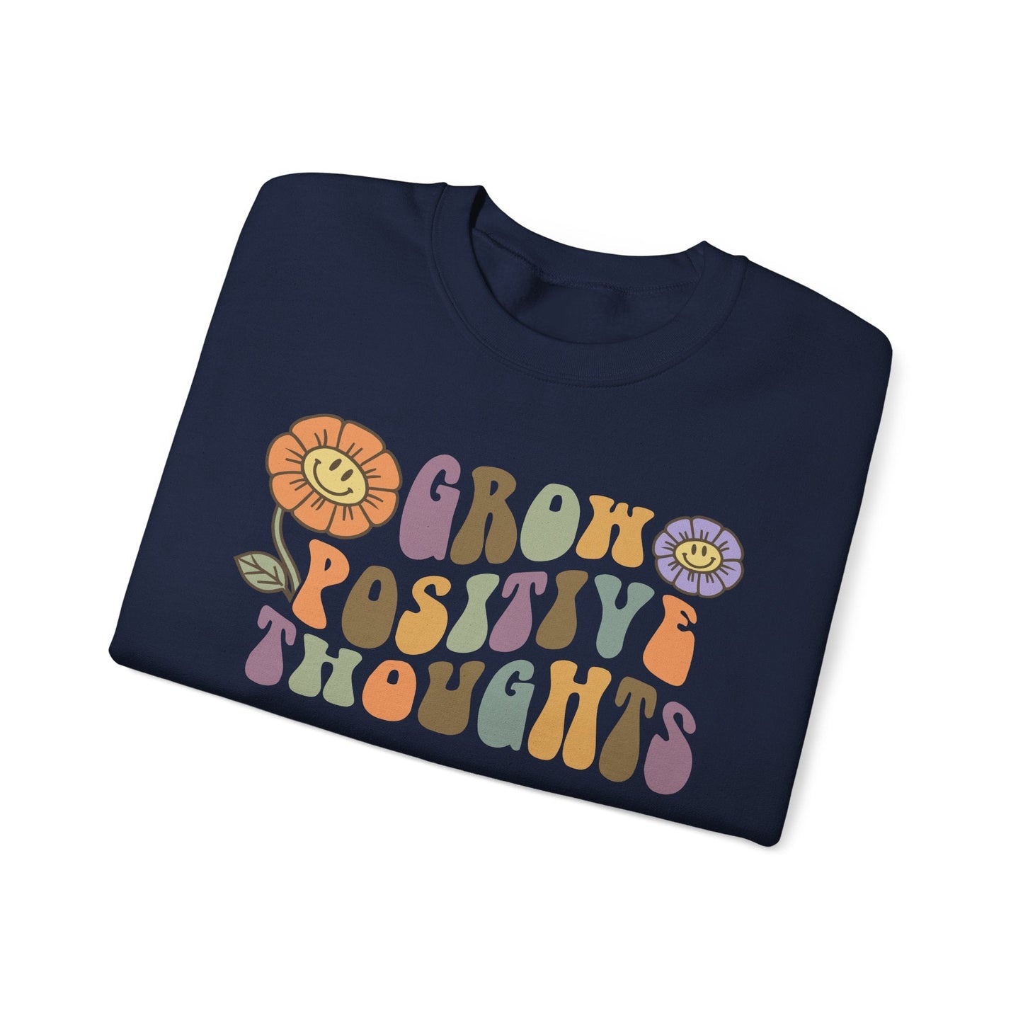 Positive Vibes Crewneck Sweatshirt - Motivational Gift, Relaxed Style, Floral Art Design