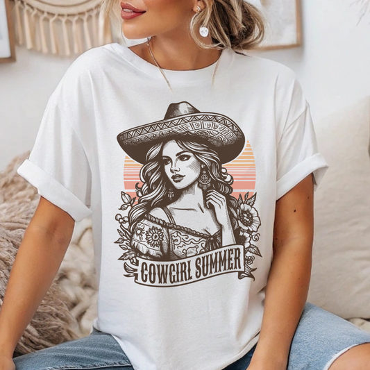 Cowgirl Summer Tee, Boho T-Shirt, Ranch Style Shirt, Western Graphic Tee, Casual Summer Top, Gift for Cowgirls