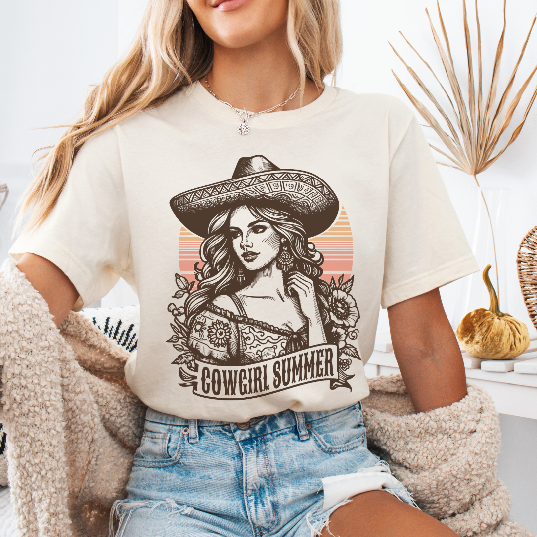 Cowgirl Summer Tee, Boho T-Shirt, Ranch Style Shirt, Western Graphic Tee, Casual Summer Top, Gift for Cowgirls