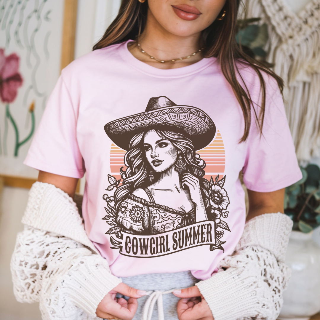 Cowgirl Summer Tee, Boho T-Shirt, Ranch Style Shirt, Western Graphic Tee, Casual Summer Top, Gift for Cowgirls