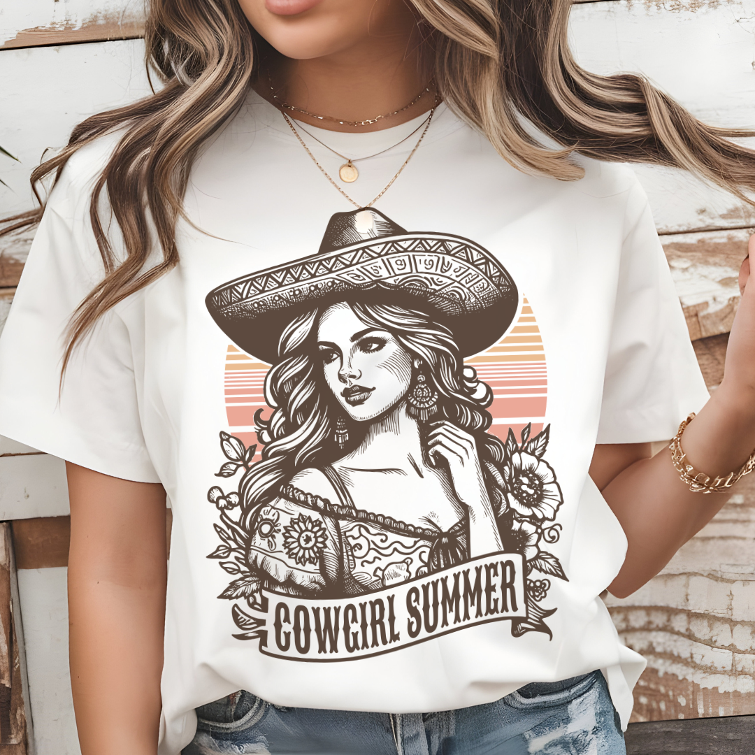 Cowgirl Summer Tee, Boho T-Shirt, Ranch Style Shirt, Western Graphic Tee, Casual Summer Top, Gift for Cowgirls