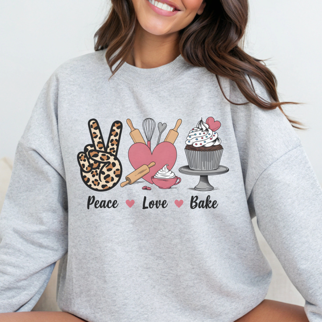 Peace, Love & Bake – The Coziest Baker's Sweatshirt