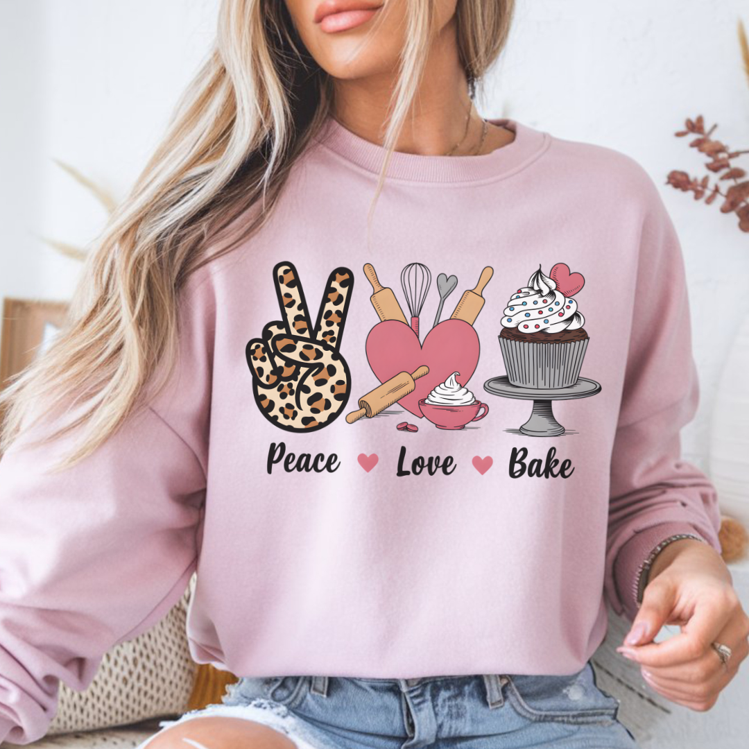 Peace, Love & Bake – The Coziest Baker's Sweatshirt