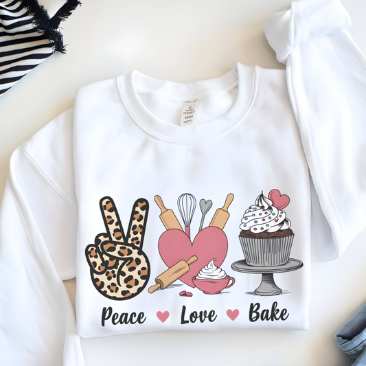 Peace, Love & Bake – The Coziest Baker's Sweatshirt