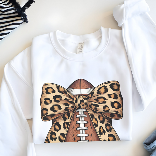 Leopard Bow Football Sweatshirt