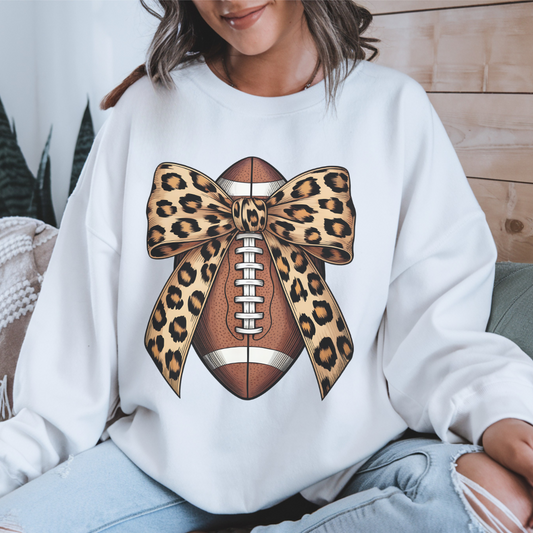 Leopard Bow Football Sweatshirt